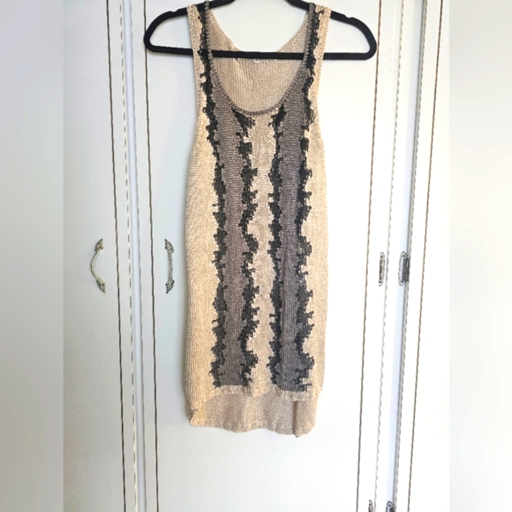 RACHEL Rachel Roy Beige and Black Cowl Neck Sweater